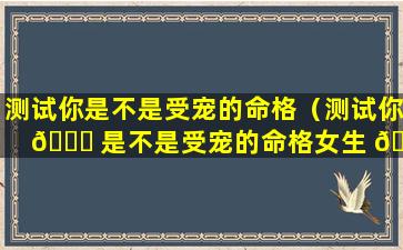 测试你是不是受宠的命格（测试你 🐋 是不是受宠的命格女生 🌿 ）